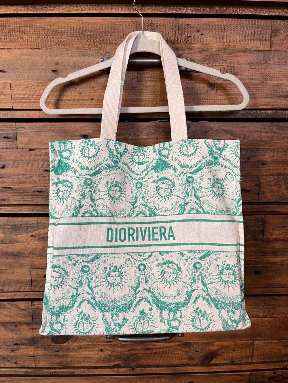 Christian Dior Dioriviera Linen Tote Turquoise w/Off Brand felt Organizer insert